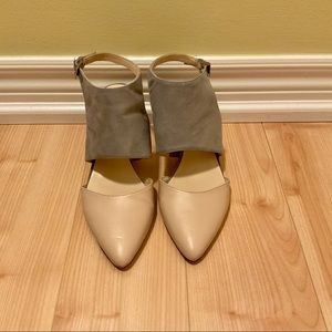 Nine West - nude ankle strap cutout kitten heels